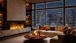 唯美城市窗外雪