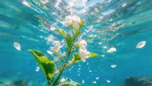 清澈水下鲜花