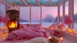 窗外落雪屋内满是暖意