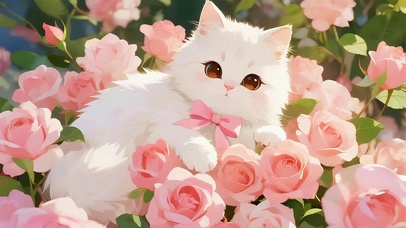 玫瑰花猫咪