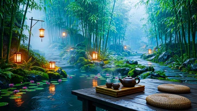 竹林雨景