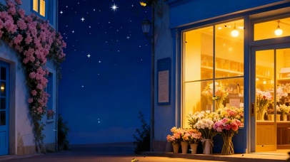 夜景花店双屏