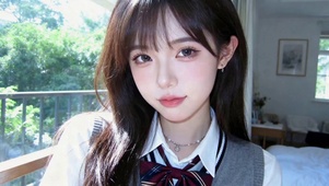 窗边清纯学院风美少女