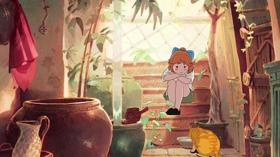 街道小巷的女孩和猫