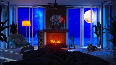 夜晚海景船舱房间