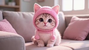 粉帽萌猫