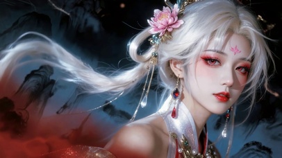 红瞳白发古风美人