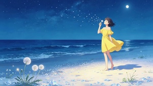 海边蒲公英女孩