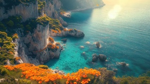 清新阳光鲜花海岛