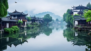 湖边古镇