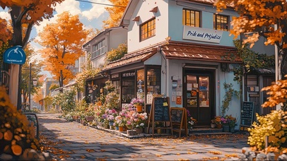 街角秋日浪漫温馨花店