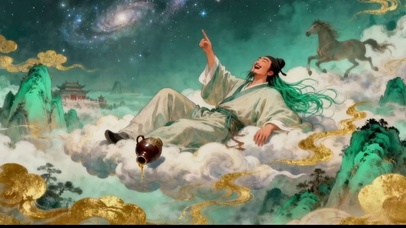 《云卧星饮，诗仙揽穹》