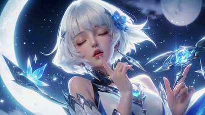 梦幻星空银发二次元美少女