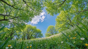 清新治愈林间草地风光