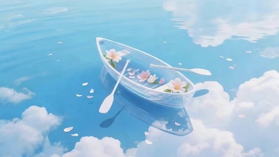 蓝色海面小船