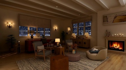 欧式客厅-窗外雪花漫天