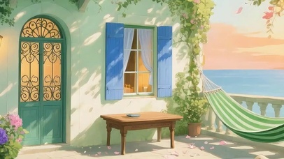 房屋海景树木带鱼屏双屏