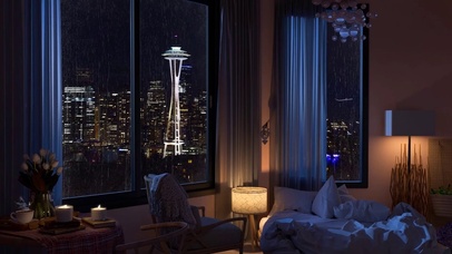 雨天房间玻璃雨点