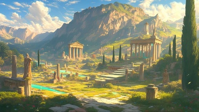 壮丽山脉希腊遗址