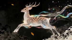 水墨荧光奔跑小鹿