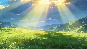 护眼云朵草地带鱼屏