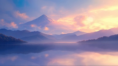 梦幻高山湖泊倒影