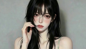 清冷感黑发美女4K