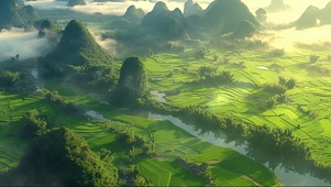 绿色护眼喀斯特田园