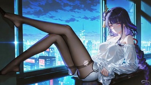 都市夜景黑丝长腿少女