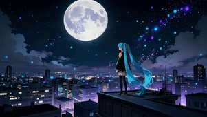 蓝色双马尾美少女