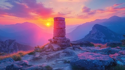 静谧日出山顶遗迹