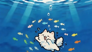 水下遨游的猫咪