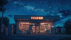 静谧星空城市便利商店