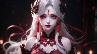 白发赤瞳性感女神