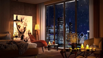 4K温馨舒适的飘雪房间