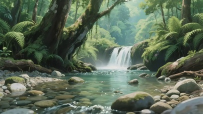 绿色护眼森林水潭