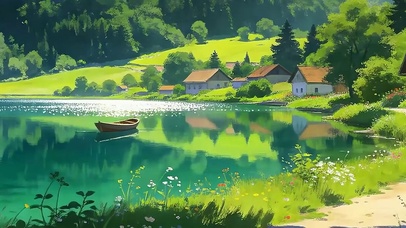 白云树木山川