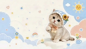 云朵上的治愈小奶猫