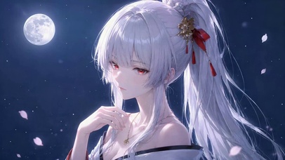 月下银发古风美少女绯雪
