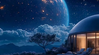 夜景星空星球带鱼屏