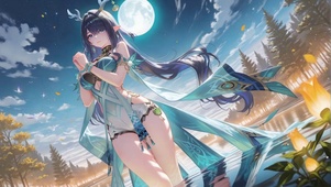 月色湖面长腿菈乌玛