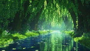 森林溪流推进