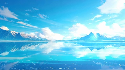 蓝天纯净高山湖泊倒影