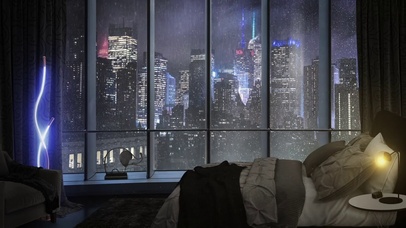 城市雨天纽约公寓