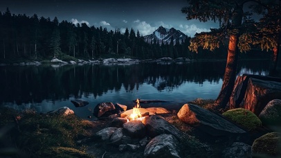 4k森林篝火星夜