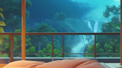 护眼星空夜景房屋树木带鱼屏