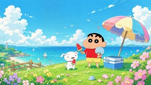 蜡笔小新夏日海边度假