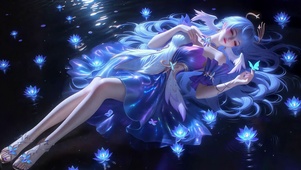 幽水蓝莲静眠蓝发美少女
