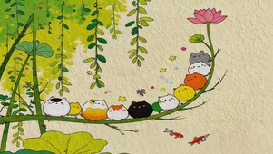 夏日荷叶上猫咪