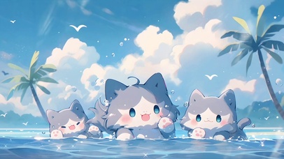 海边游泳的小动物